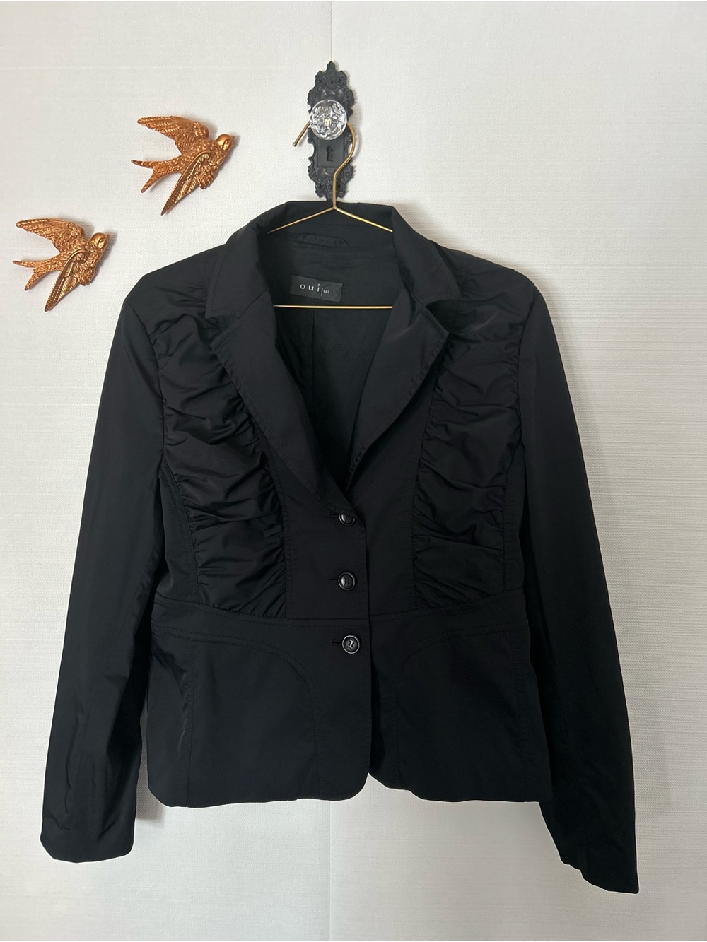 Oui Black Ruched Blazer